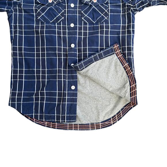 SUPERDRY Washbasket Long Sleeve Shirt Jacket Navy Blue Check Lined Size XLarge - Picture 11 of 16